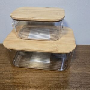 Thirty-one New Bamboo and Clear Storage Containers